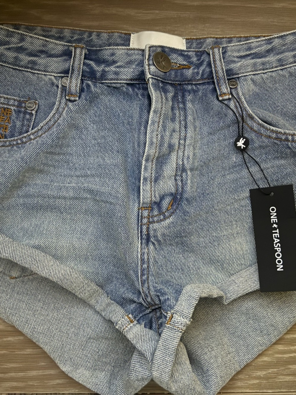 One Teaspoon Faded Blue Denim Shorts